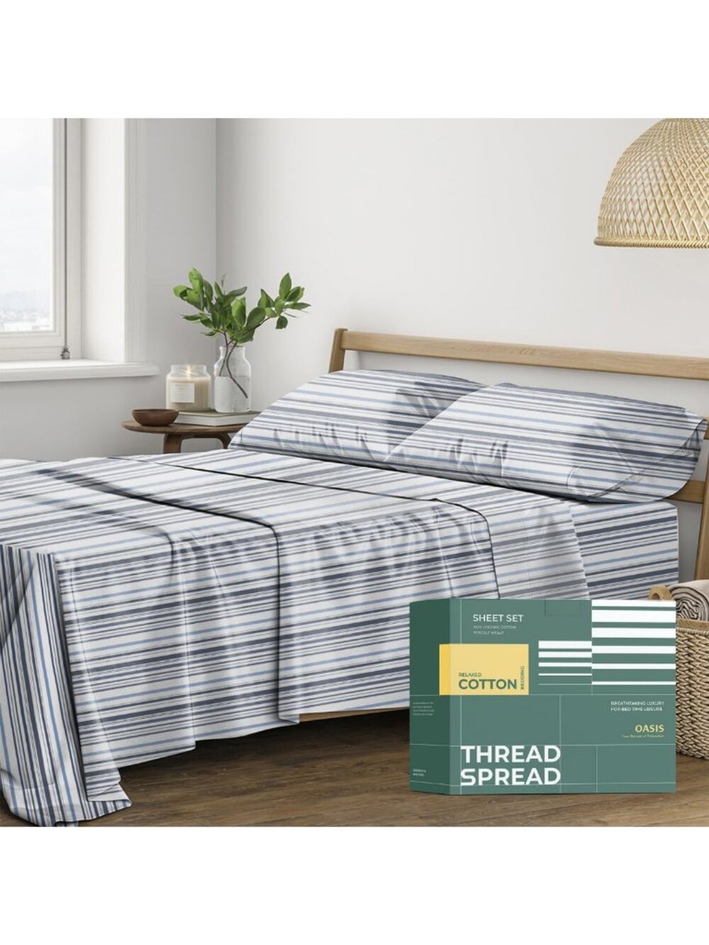 100% Organic Cotton Full Size Sheet Set - Soft, Cooling, Crisp, Deep Pocket
